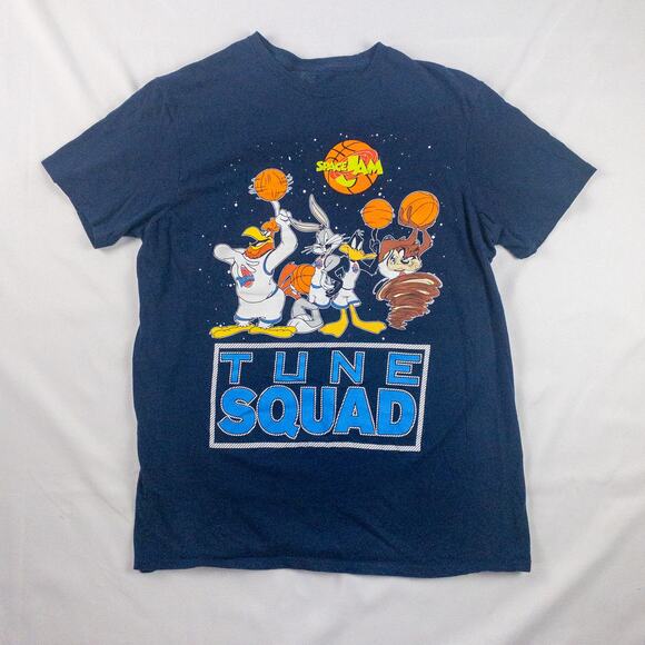 Looney Tunes Vintage Space Jam Tune Squad Blue Graphic Tee Shirt Mens Small - Picture 1 of 16
